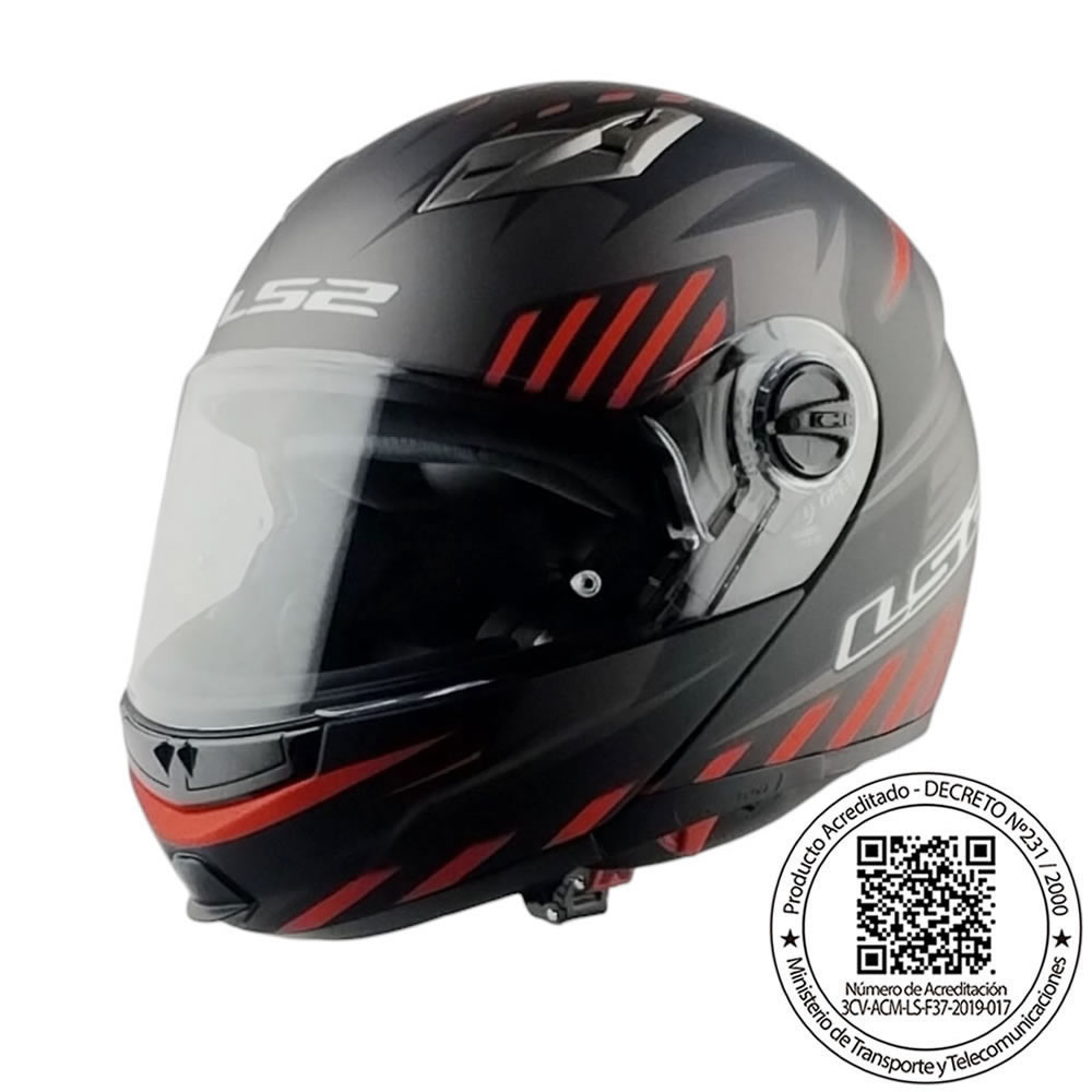 CASCO LS2 FF370 EASY EXTENT NEGRO ROJO MAT