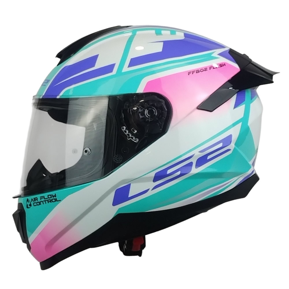 CASCO LS2 FF802 FLASH II IMPACT BLANCO ROSA CELESTE