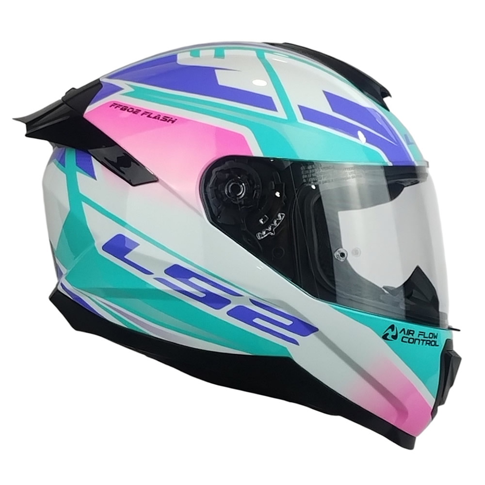 CASCO LS2 FF802 FLASH II IMPACT BLANCO ROSA CELESTE