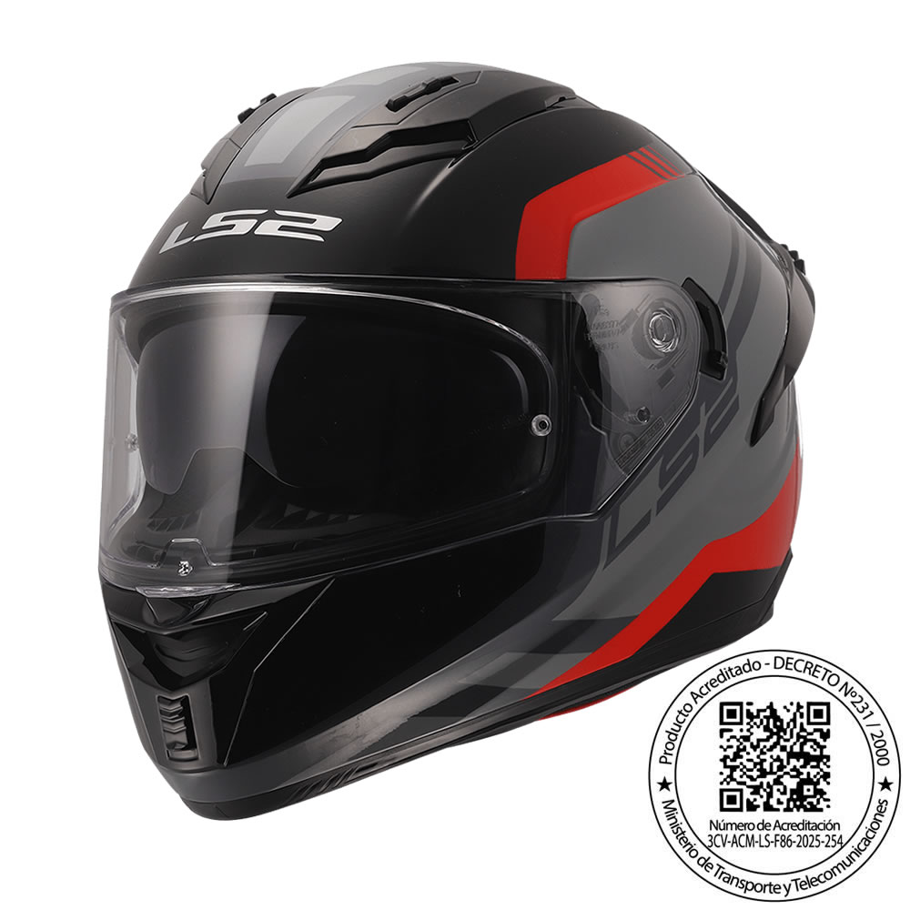 CASCO LS2 FF806 FUSION BLURE GRIS ROJO MATTE