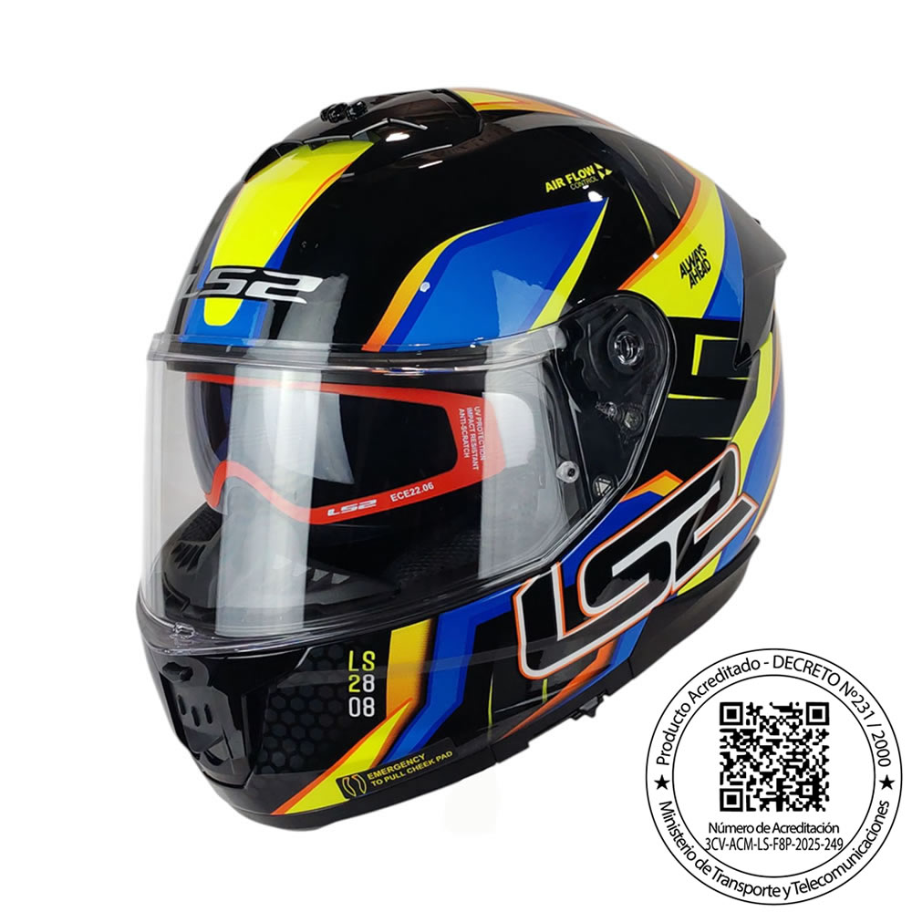 CASCO LS2 FF808 STREAM II TINUX NEGRO AMARILLO