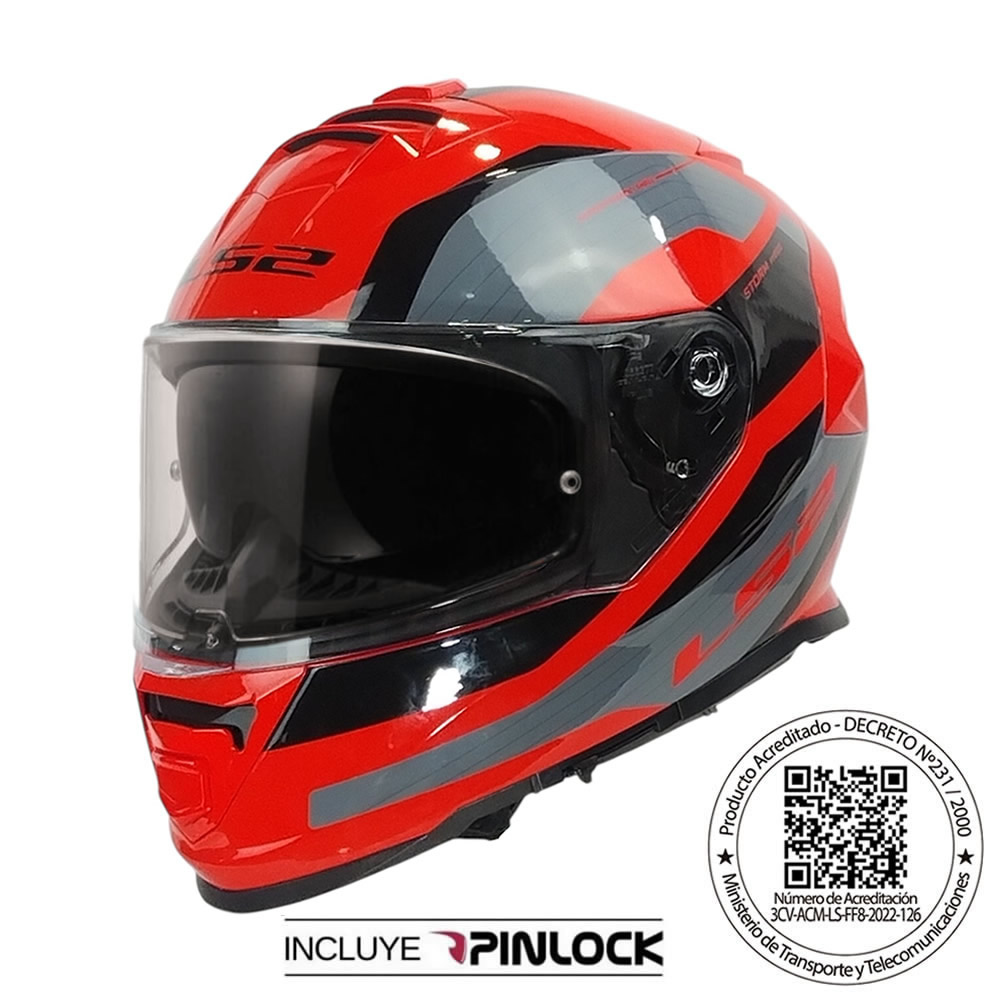 CASCO LS2 FF800 STORM II ROCKER ROJO GRIS BRILLO