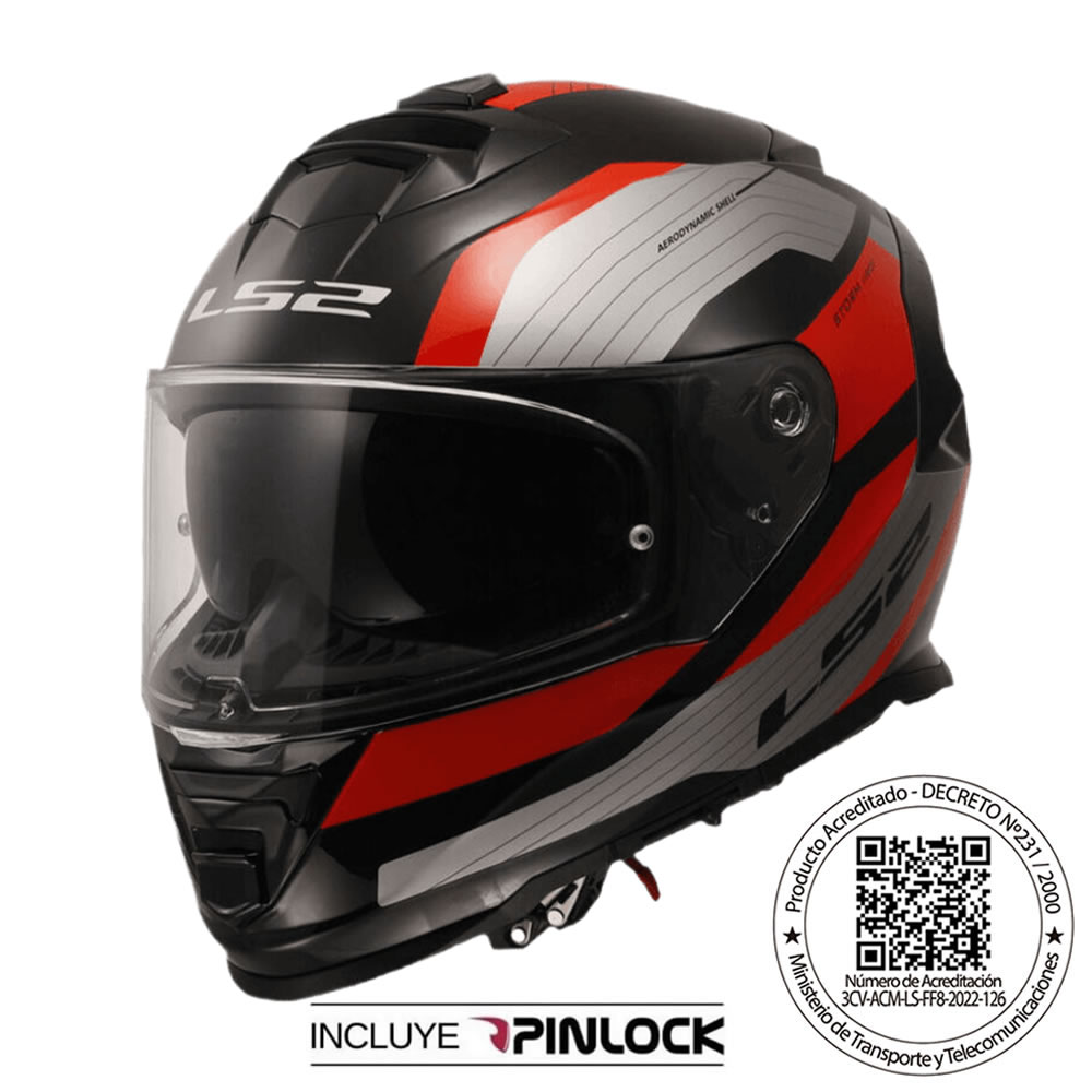 CASCO LS2 FF800 STORM II ROCKER SILVER ROJO BRILLO