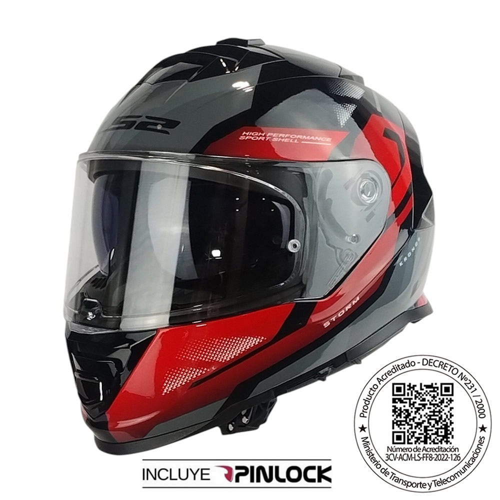 CASCO LS2 FF800 STORM II KRONOS ROJO GRIS