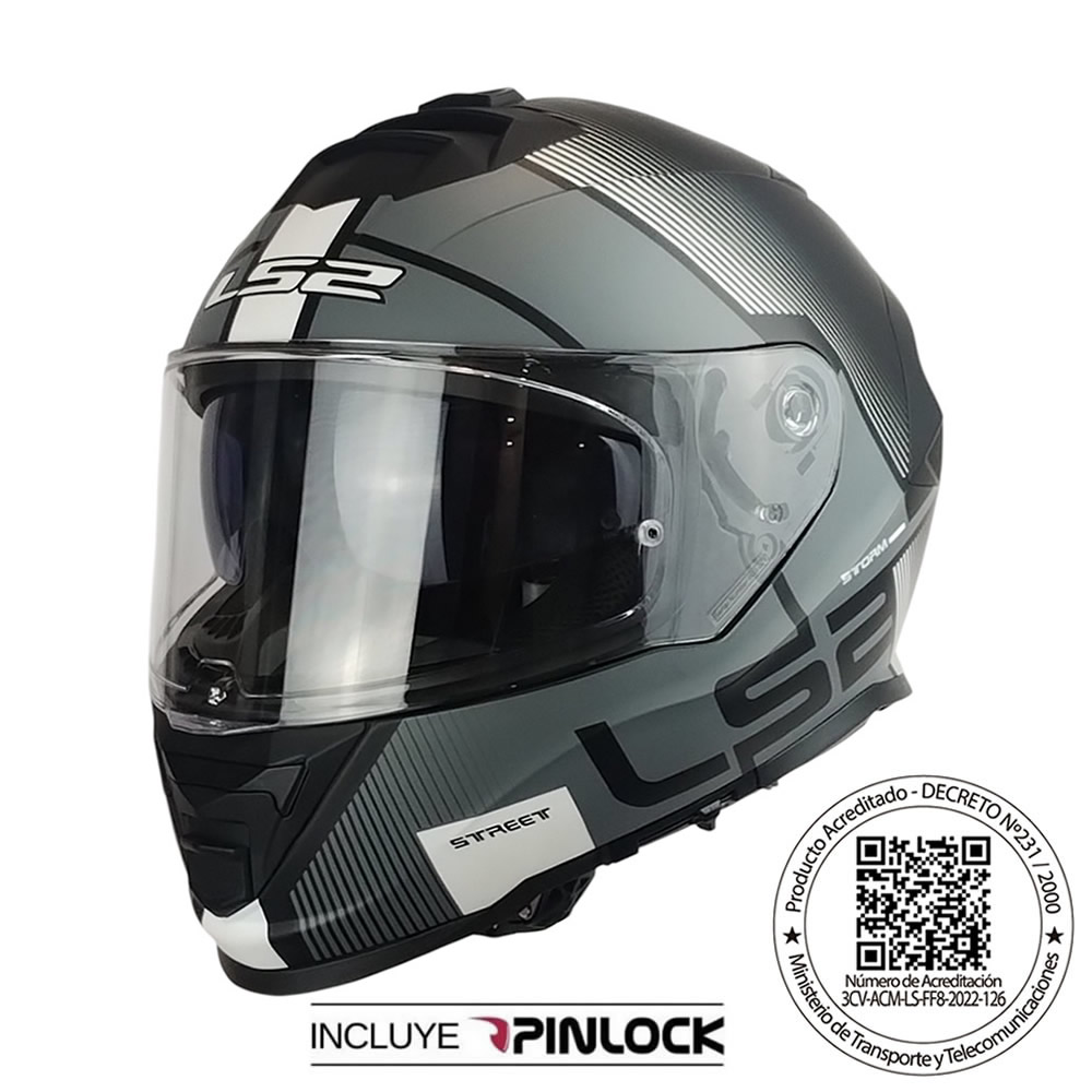 CASCO LS2 FF800 STORM II EPIC NEGRO BLANCO MATTE