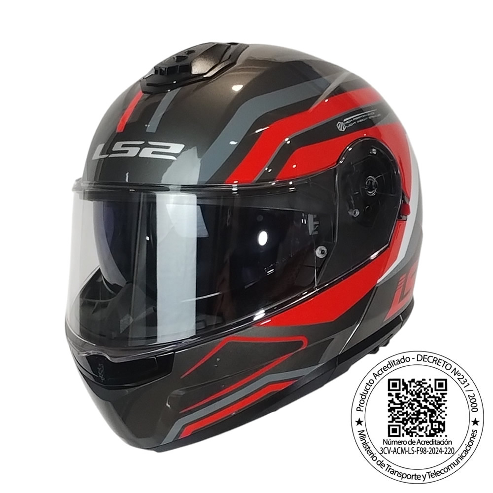 CASCO LS2 FF908 STROBE II PHANTOM TITANIUM GRIS ROJO