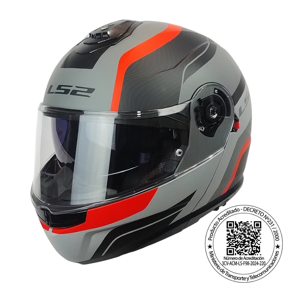 CASCO LS2 FF908 STROBE II MONZA NEGRO GRIS ROJO MATE