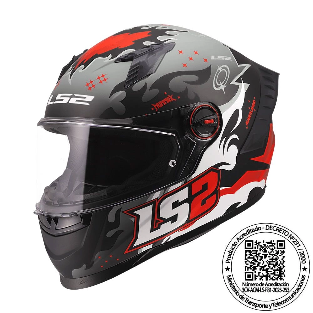 CASCO LS2 FF816 COSMOS MONARK NEGRO ROJO MATE