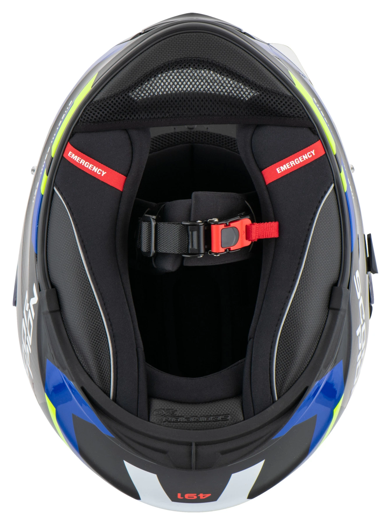 CASCO SCORPION EXO-491 SPIN NEGRO AZUL AMARILLO