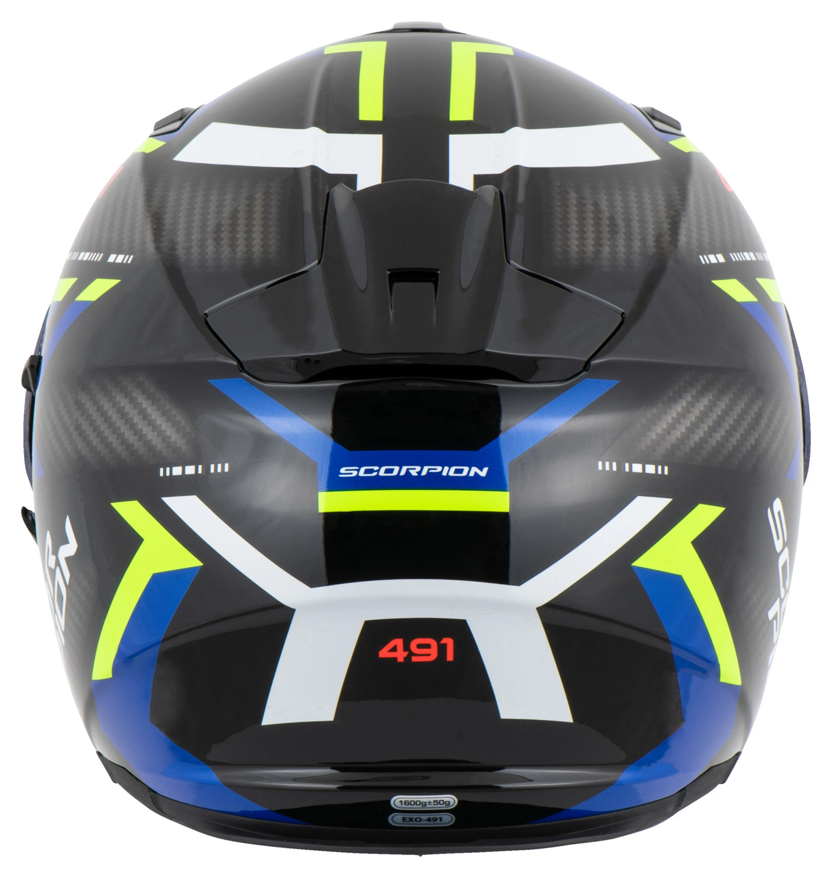 CASCO SCORPION EXO-491 SPIN NEGRO AZUL AMARILLO