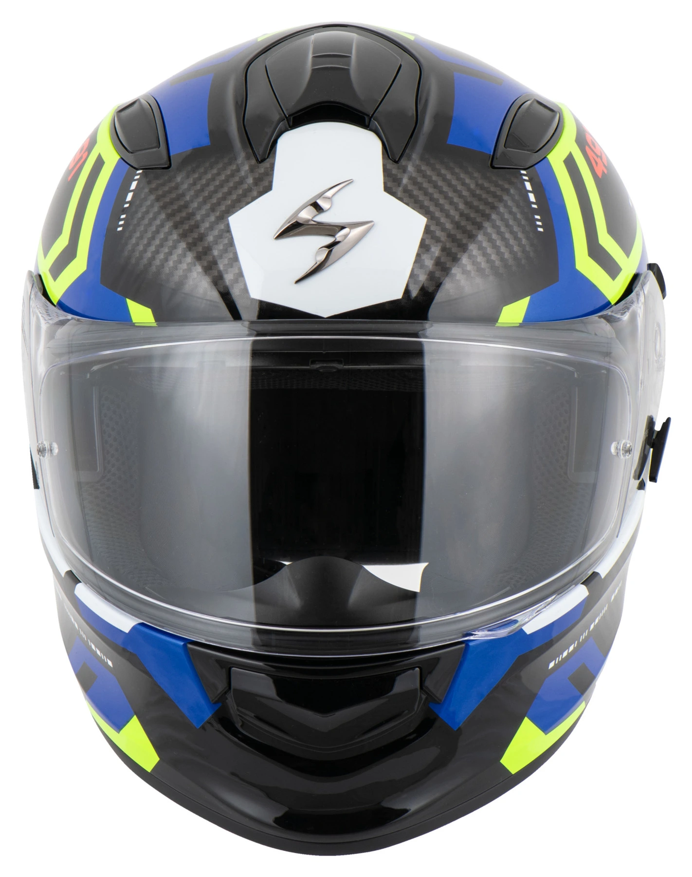 CASCO SCORPION EXO-491 SPIN NEGRO AZUL AMARILLO