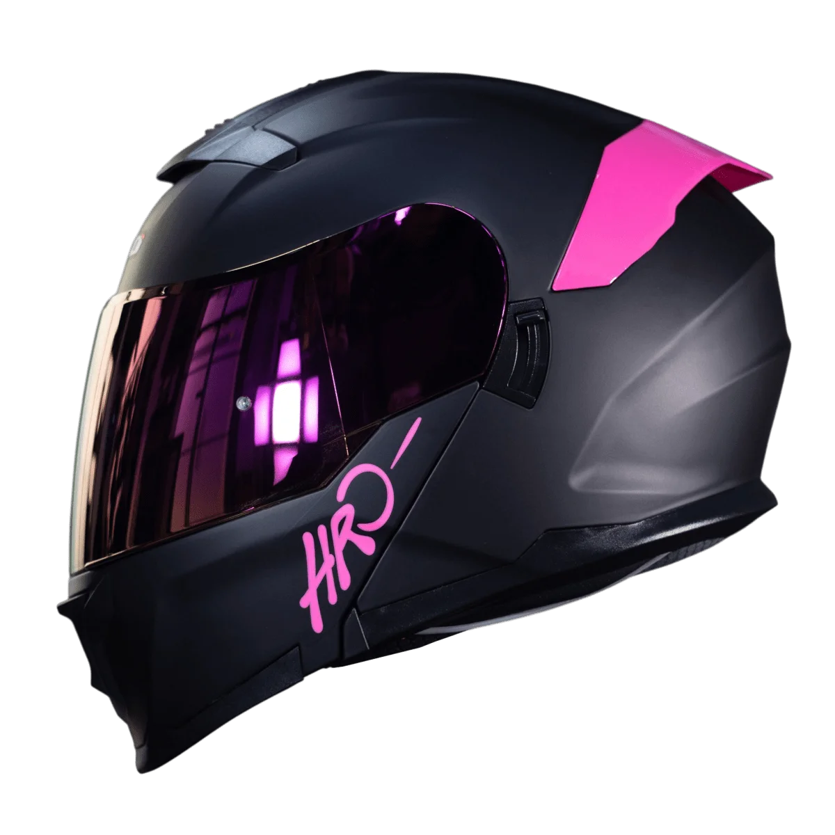 CASCO ABATIBLE HRO 3440DV SOLID NEGRO MATTE FUCSIA