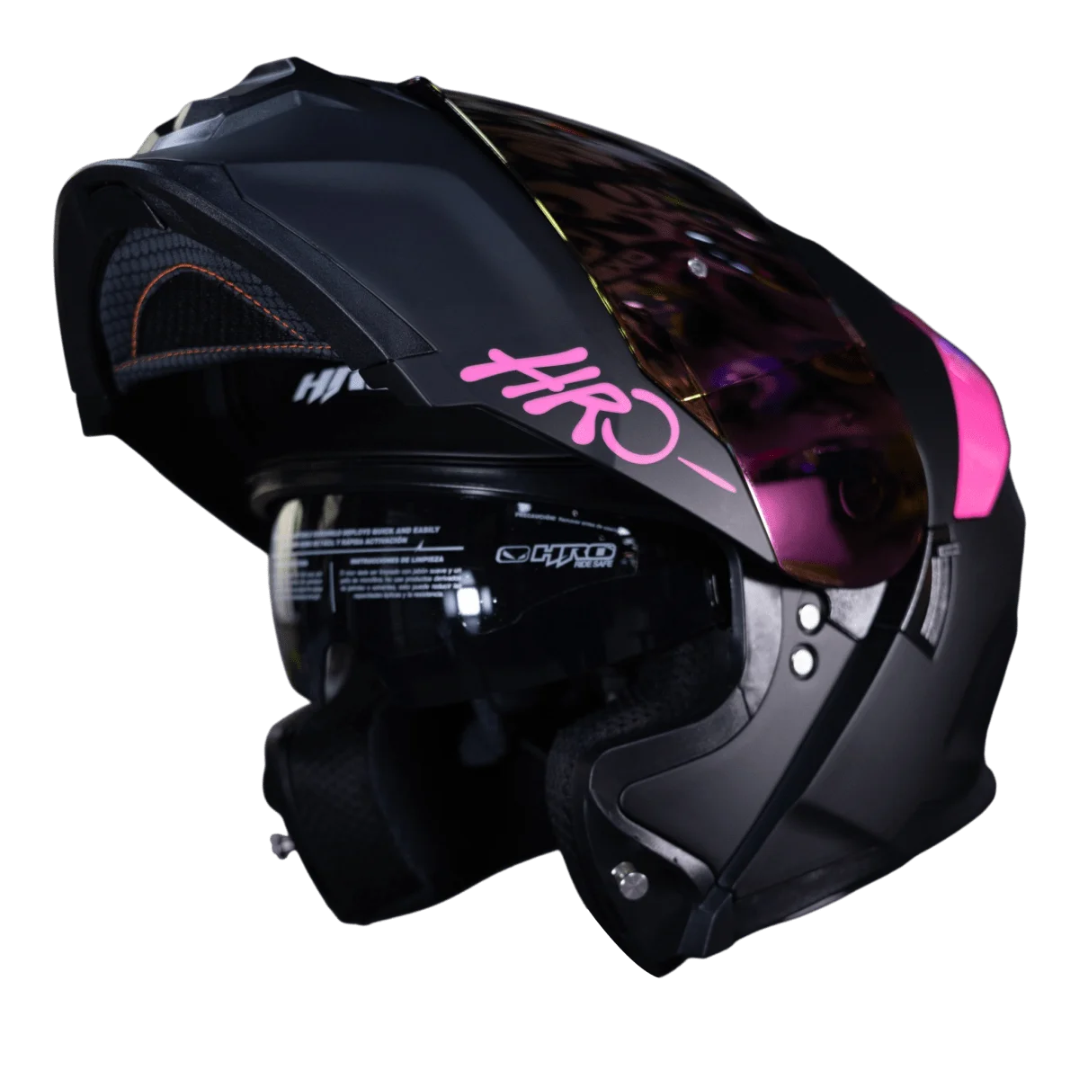 CASCO ABATIBLE HRO 3440DV SOLID NEGRO MATTE FUCSIA