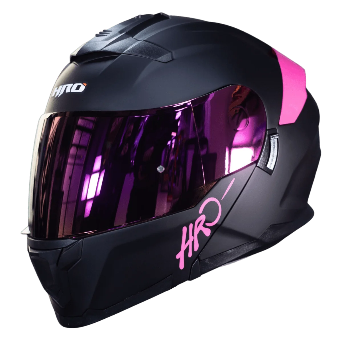 CASCO ABATIBLE HRO 3440DV SOLID NEGRO MATTE FUCSIA