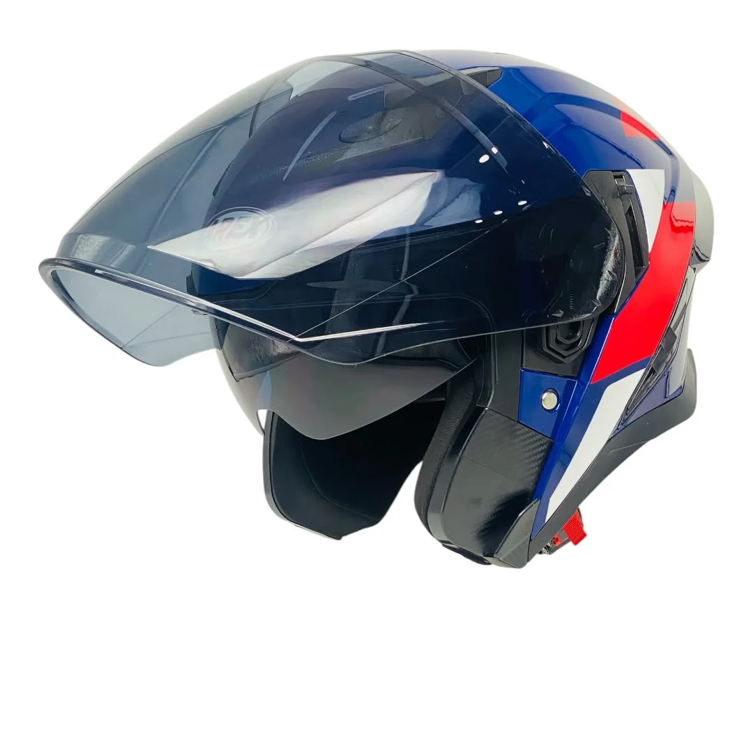 CASCO AREX MR-728 + VISOR CITY AZUL ROJO