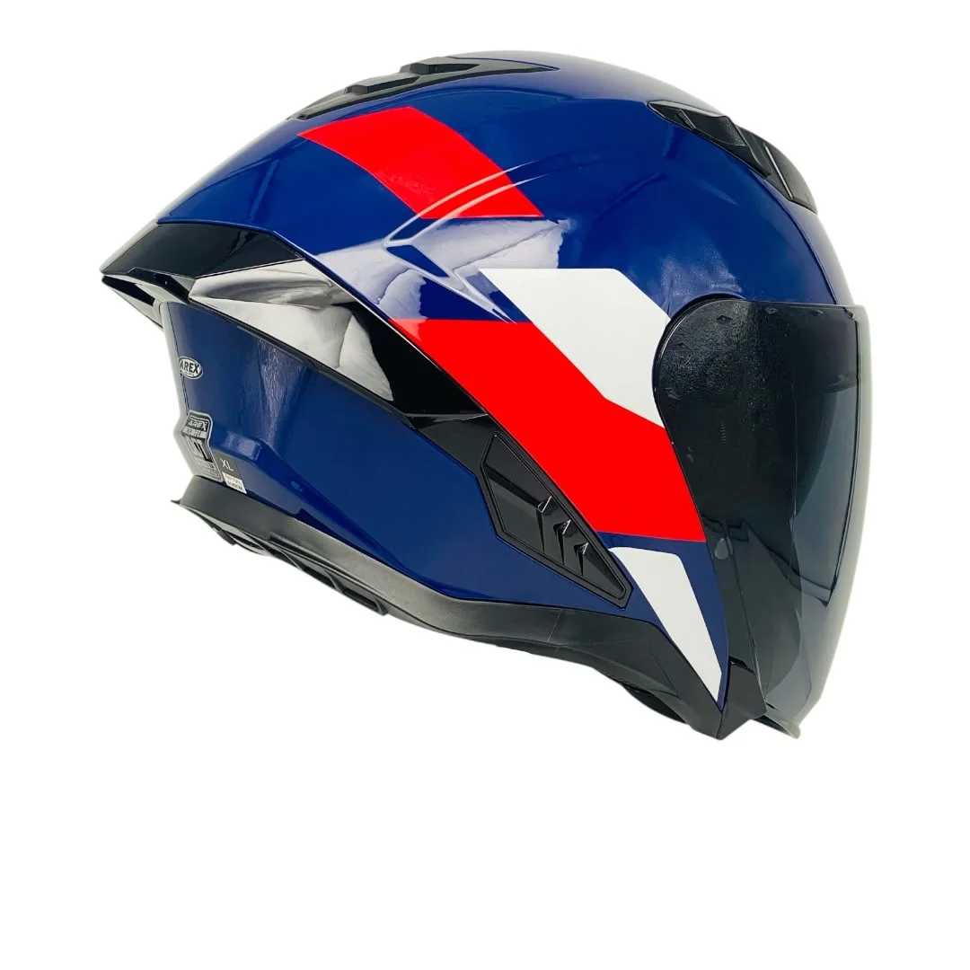 CASCO AREX MR-728 + VISOR CITY AZUL ROJO