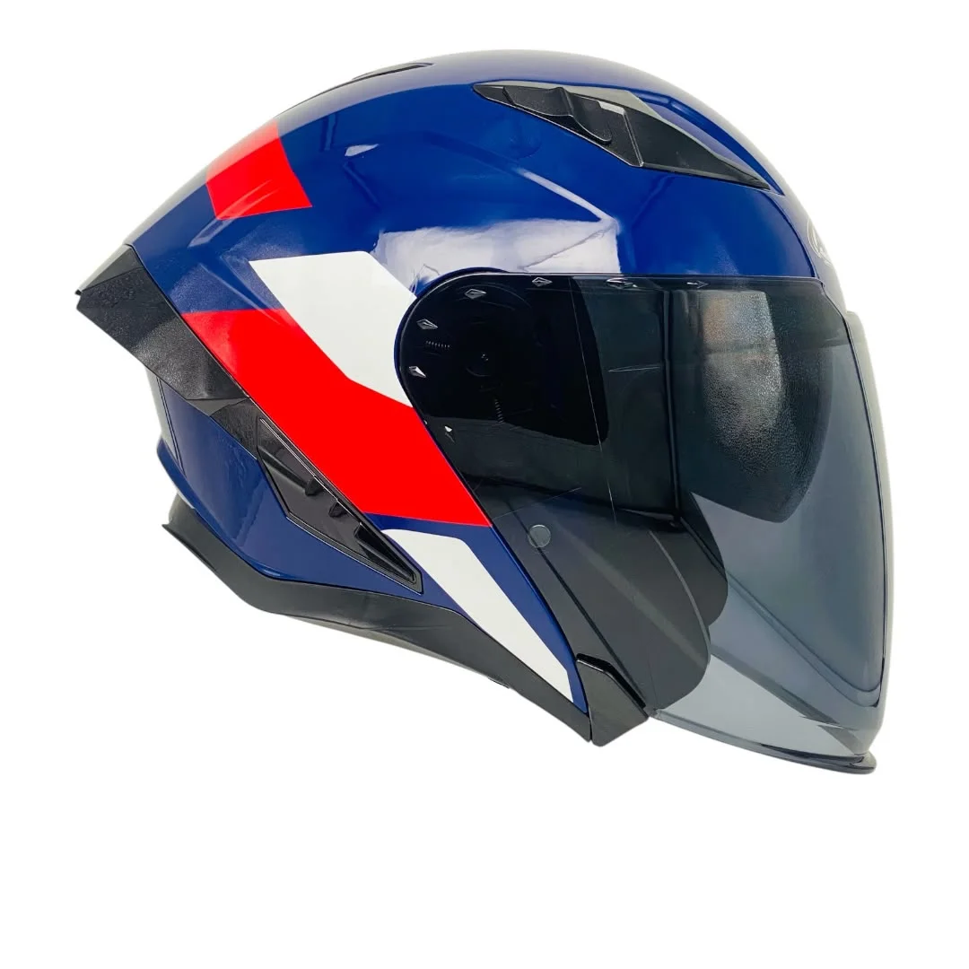 CASCO AREX MR-728 + VISOR CITY AZUL ROJO