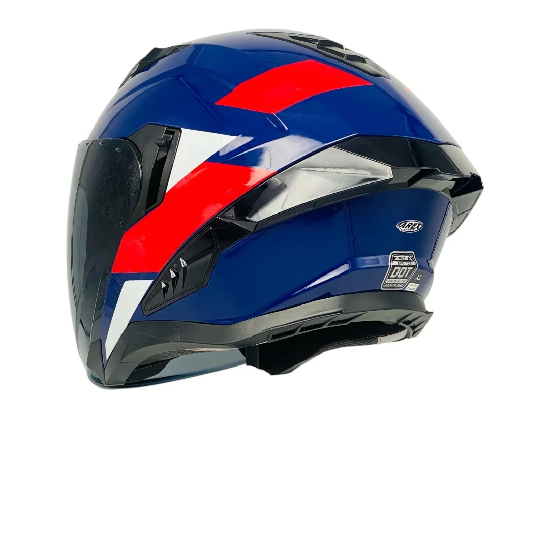 CASCO AREX MR-728 + VISOR CITY AZUL ROJO