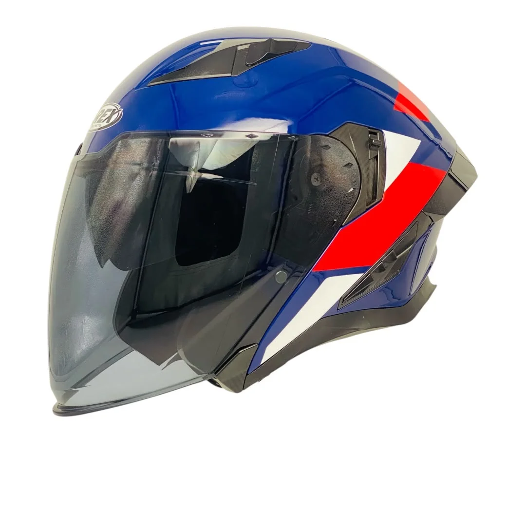 CASCO AREX MR-728 + VISOR CITY AZUL ROJO