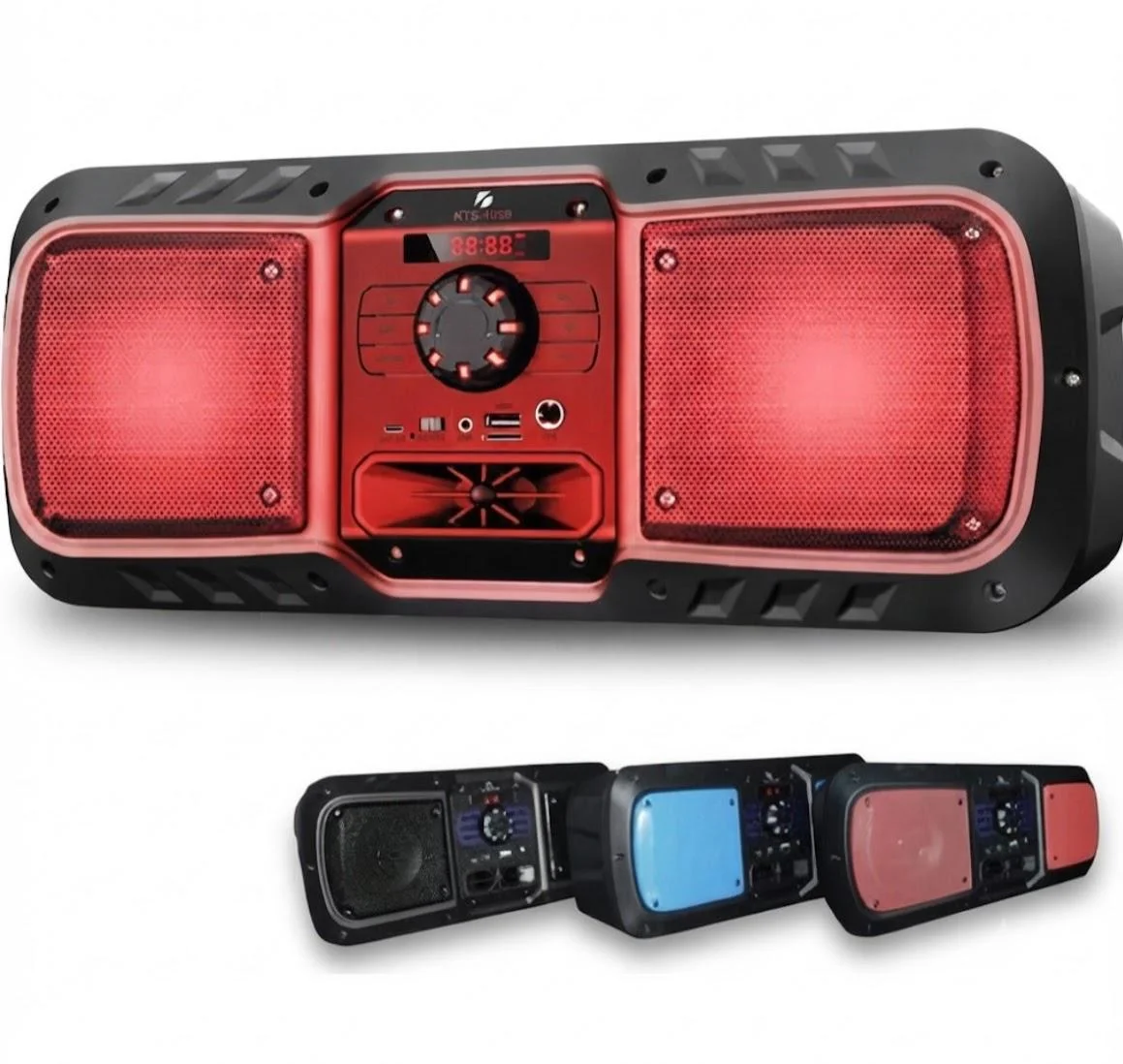ELEK  PARLANTE ROJO KTS-1082 DOBLE 4¨RADIO FM BLUETOOTHO