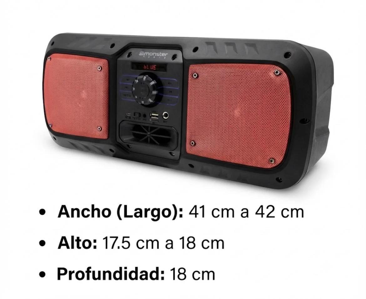 ELEK  PARLANTE ROJO KTS-1082 DOBLE 4¨RADIO FM BLUETOOTHO