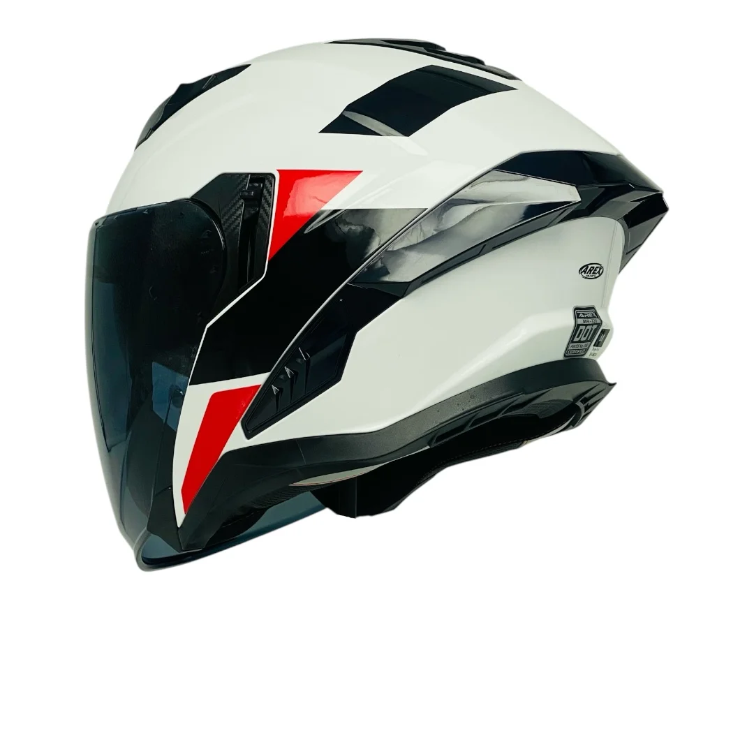 CASCO AREX MR-728 + VISOR CITY BLANCO ROJO