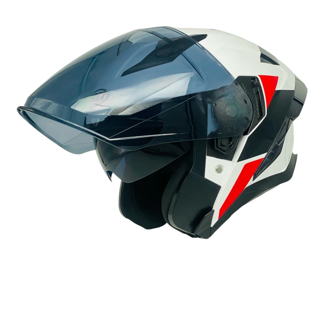 CASCO AREX MR-728 + VISOR CITY BLANCO ROJO