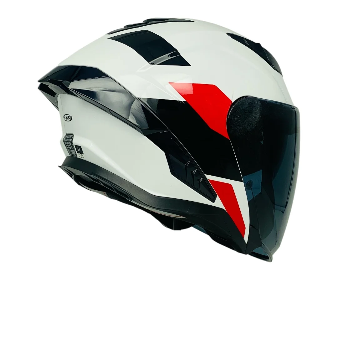CASCO AREX MR-728 + VISOR CITY BLANCO ROJO