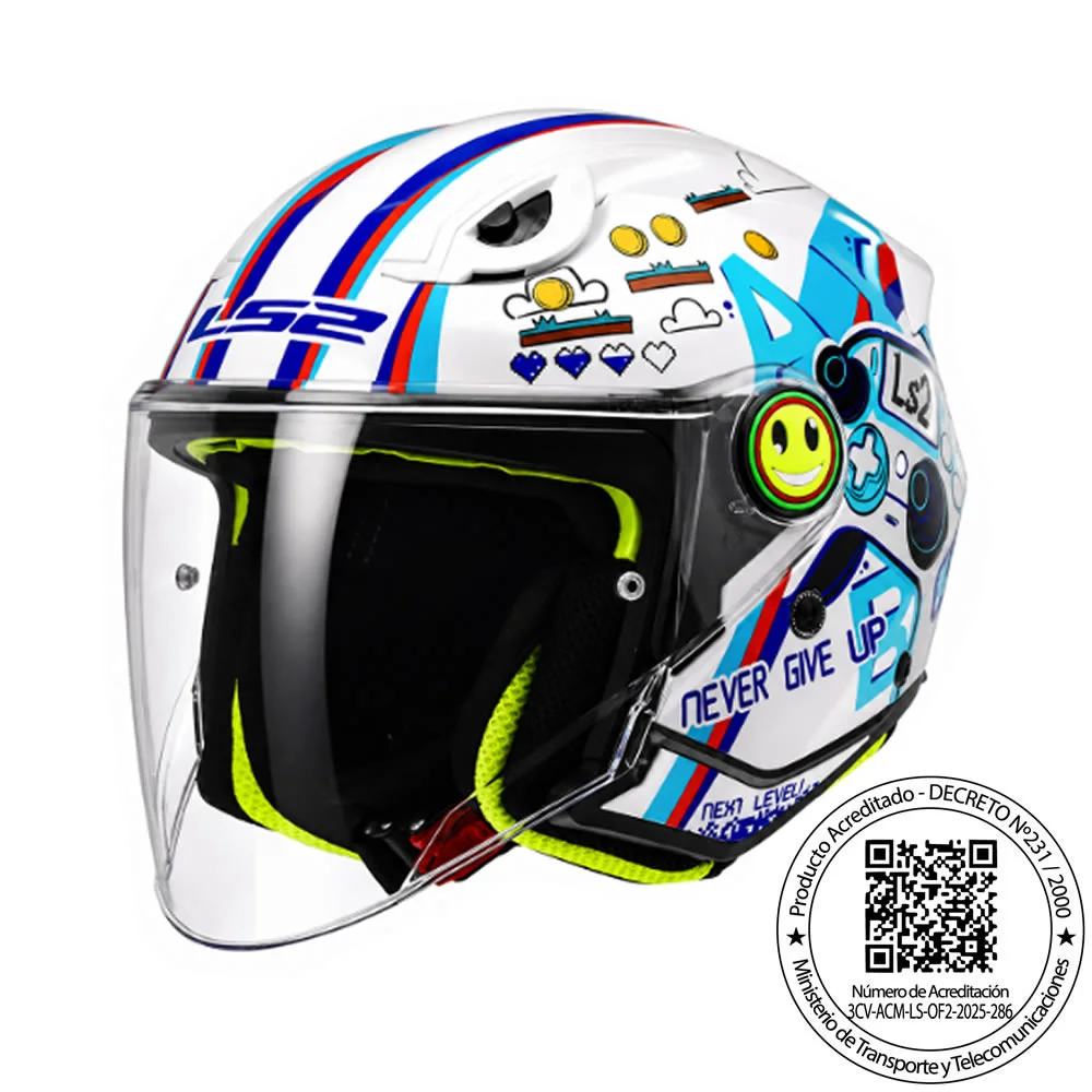CASCO LS2 OF622 FUNNY II NEXT LEVEL BLANCO