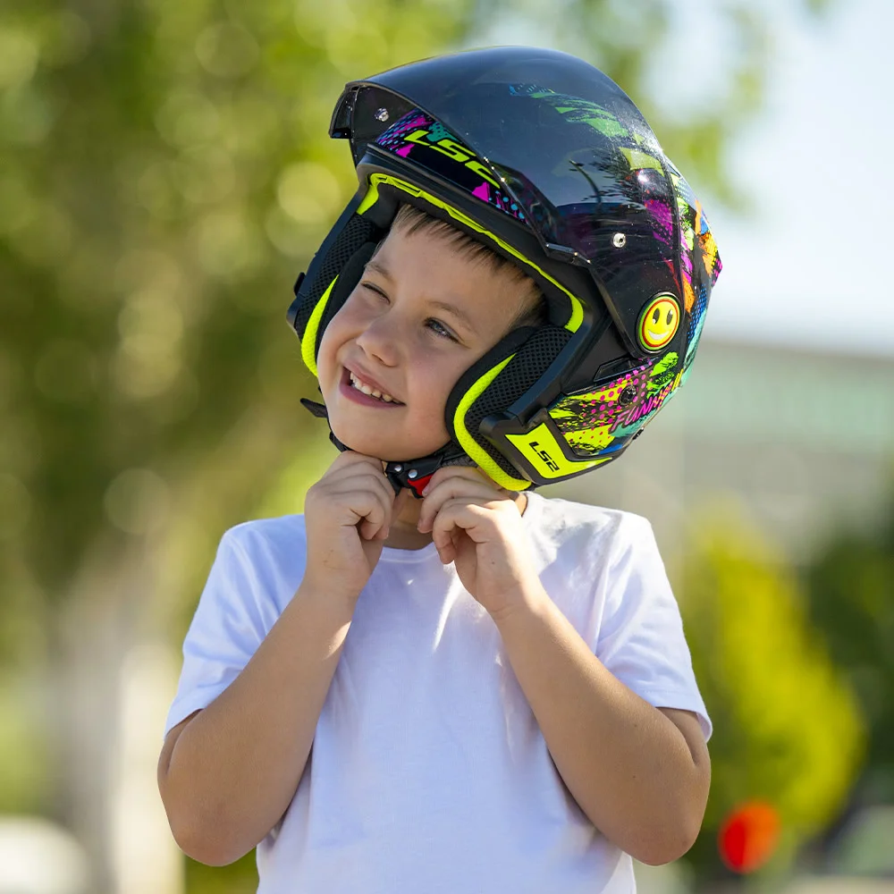 CASCO LS2 OF622 FUNNY II SCRIBBLE GRIS AZUL MATE